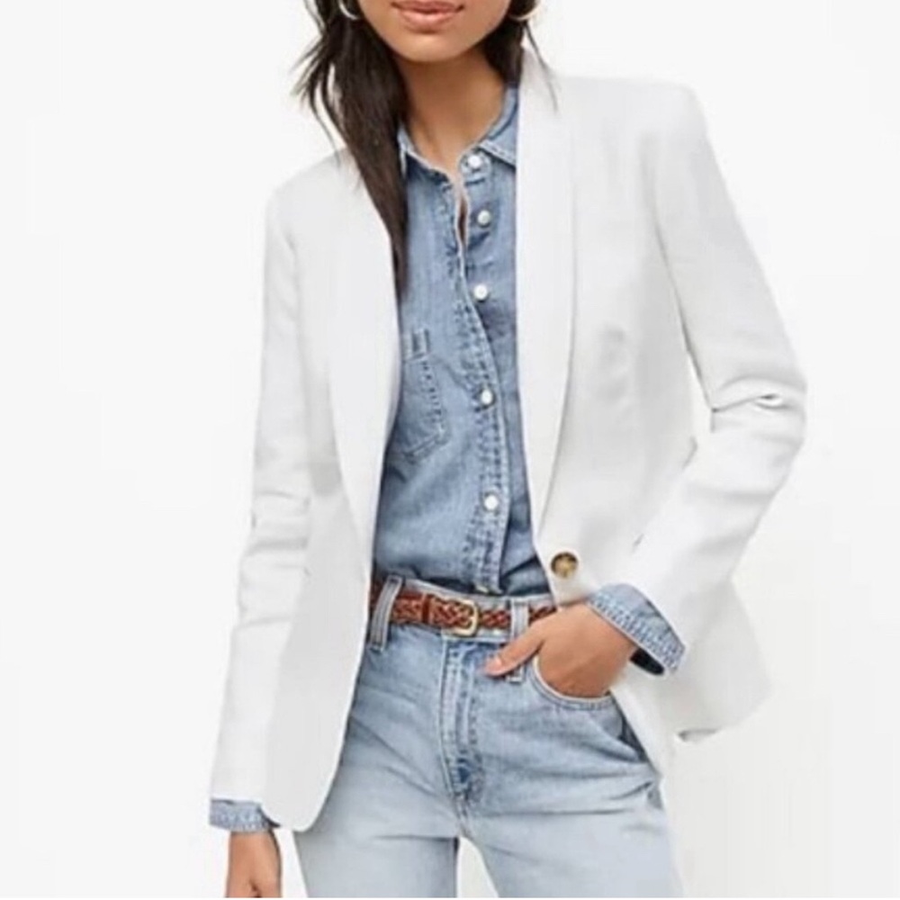 J. Crew Parke Blazer White Linen Classic Tailored Old Money Minimalist Fitted 6 - Picture 5 of 12